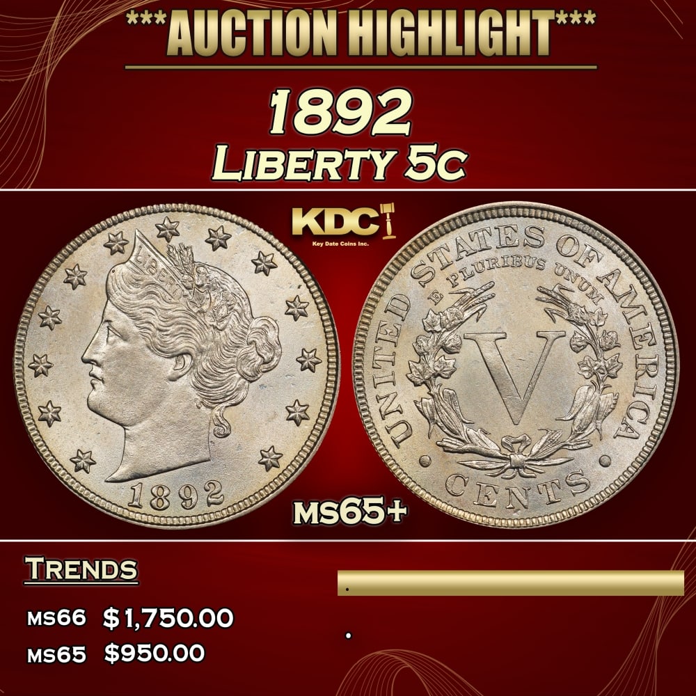 1892 Liberty Nickel 5c ms65+ SEGS: 1892 Liberty Nickel 5c ms65+ SEGS. 0