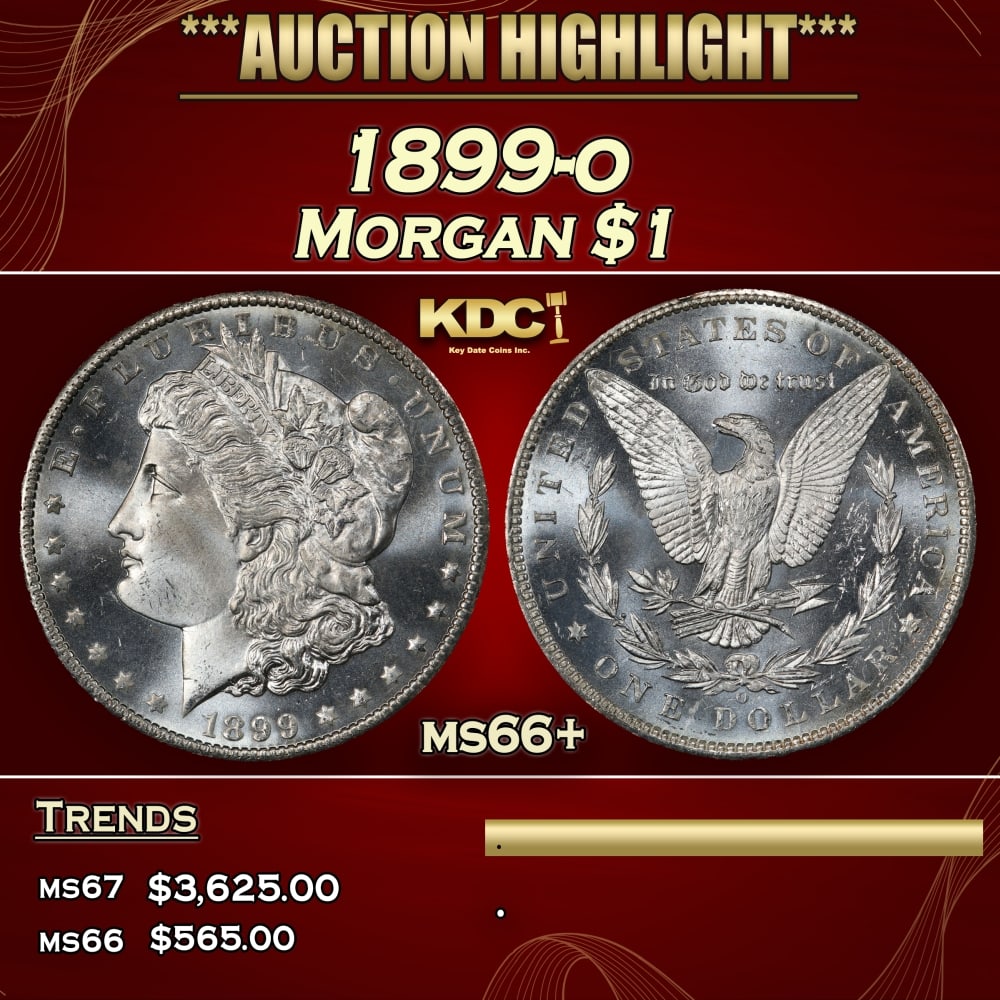 1899-o Morgan Dollar $1 ms66+ SEGS: 1899-o Morgan Dollar $1 ms66+ SEGS. 0