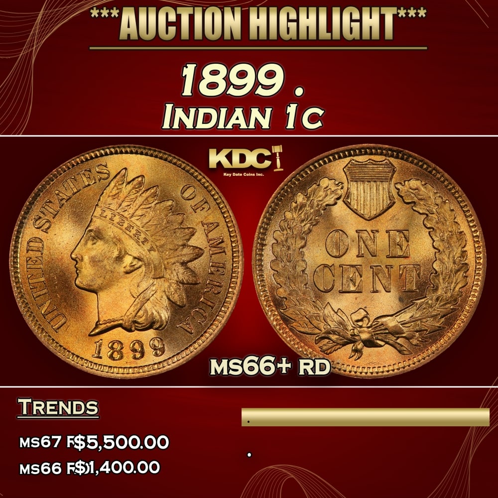 1899 Indian Cent . 1c ms66+ rd SEGS (1 of 3)