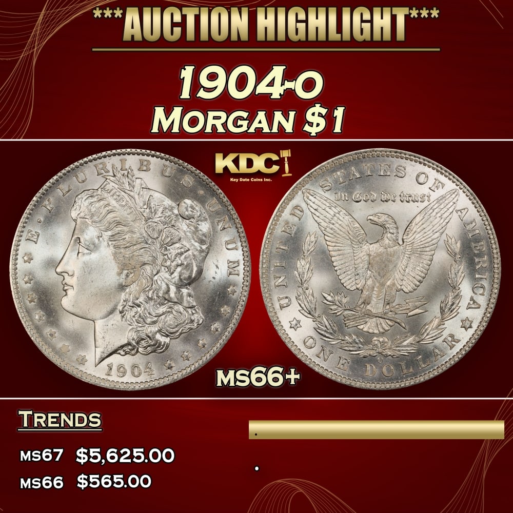1904-o Morgan Dollar $1 ms66+ SEGS: 1904-o Morgan Dollar $1 ms66+ SEGS. 0