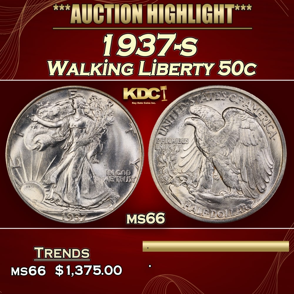 1937-s Walking Liberty Half Dollar 50c ms66 SEGS: 1937-s Walking Liberty Half Dollar 50c ms66 SEGS. 0