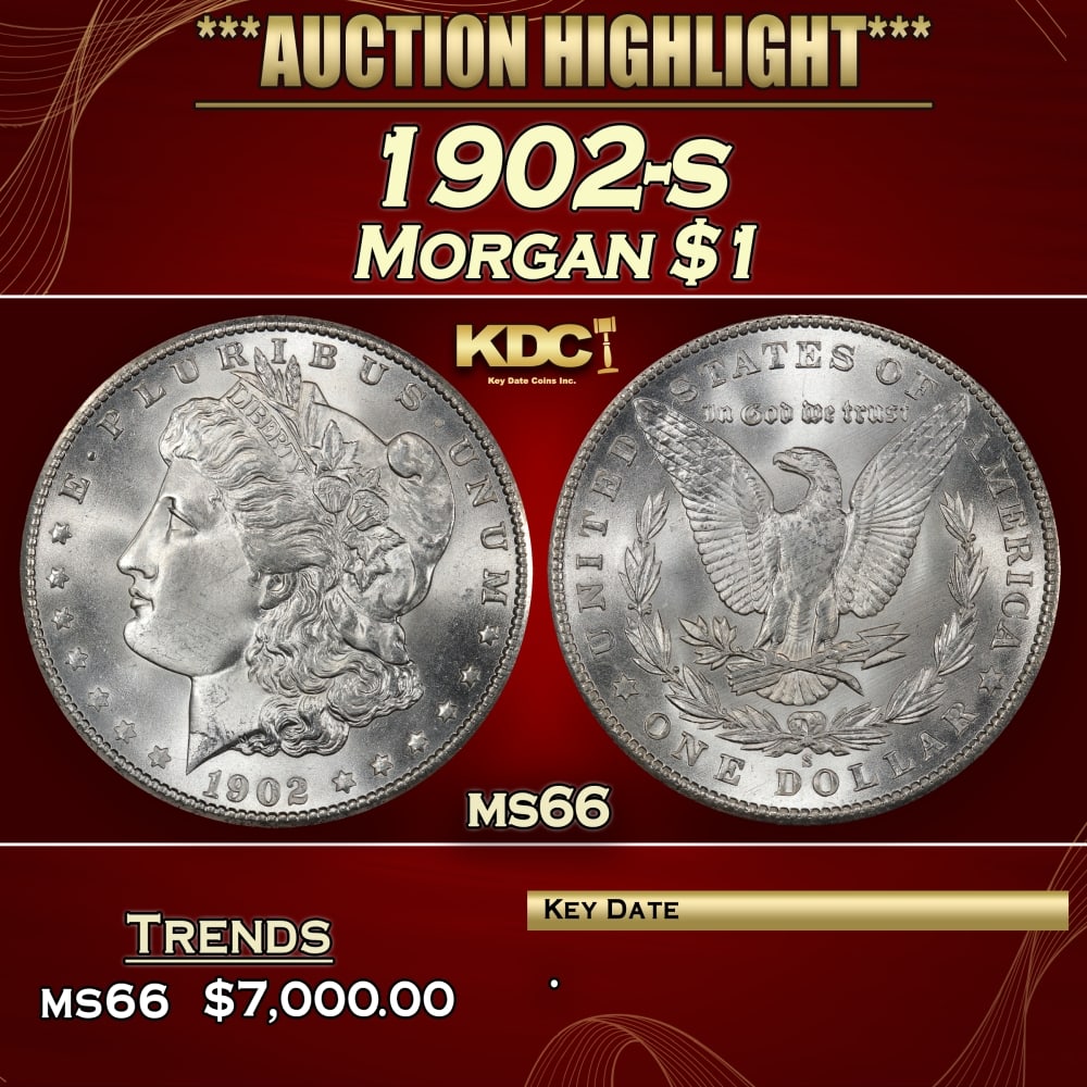 1902-s Morgan Dollar $1 ms66 SEGS: 1902-s Morgan Dollar $1 ms66 SEGS. 0