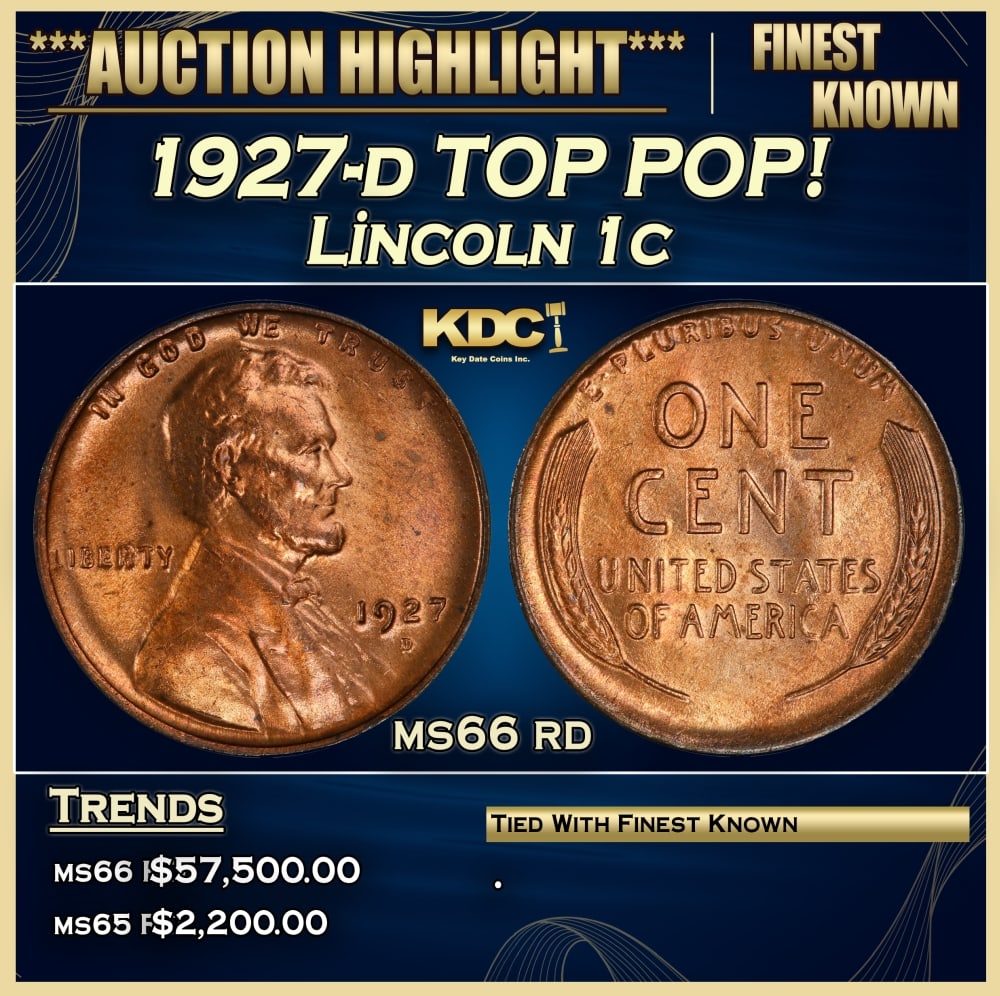 1927-d Lincoln Cent TOP POP! 1c ms66 rd SEGS (1 of 3)