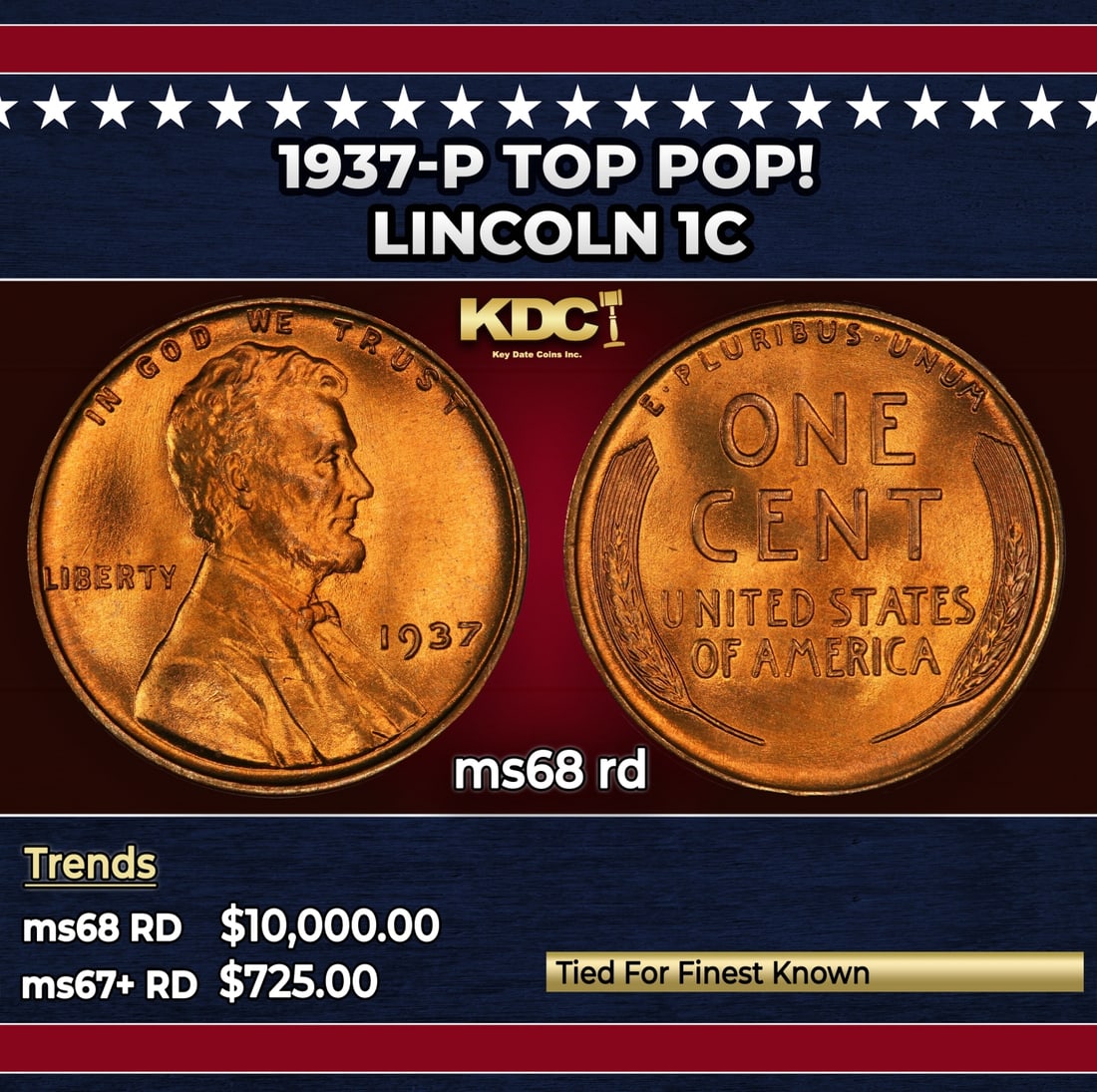 1937-p Lincoln Cent TOP POP! 1c ms68 rd SEGS: 1937-p TOP POP! Lincoln Cent 1c ms68 rd SEGS. Historic precious metal trends is causing increased spot pricing by the day. On auctions with set openings, we are doing our best to have items priced at 