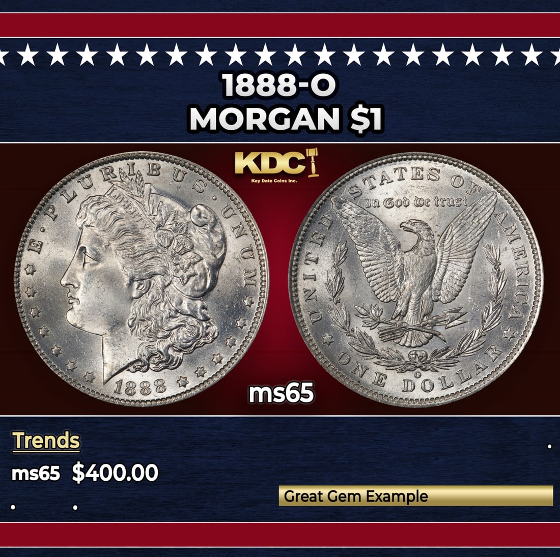 1888-o Morgan Dollar $1 Grades ms65: 1888-o Morgan Dollar $1 Grades ms65.