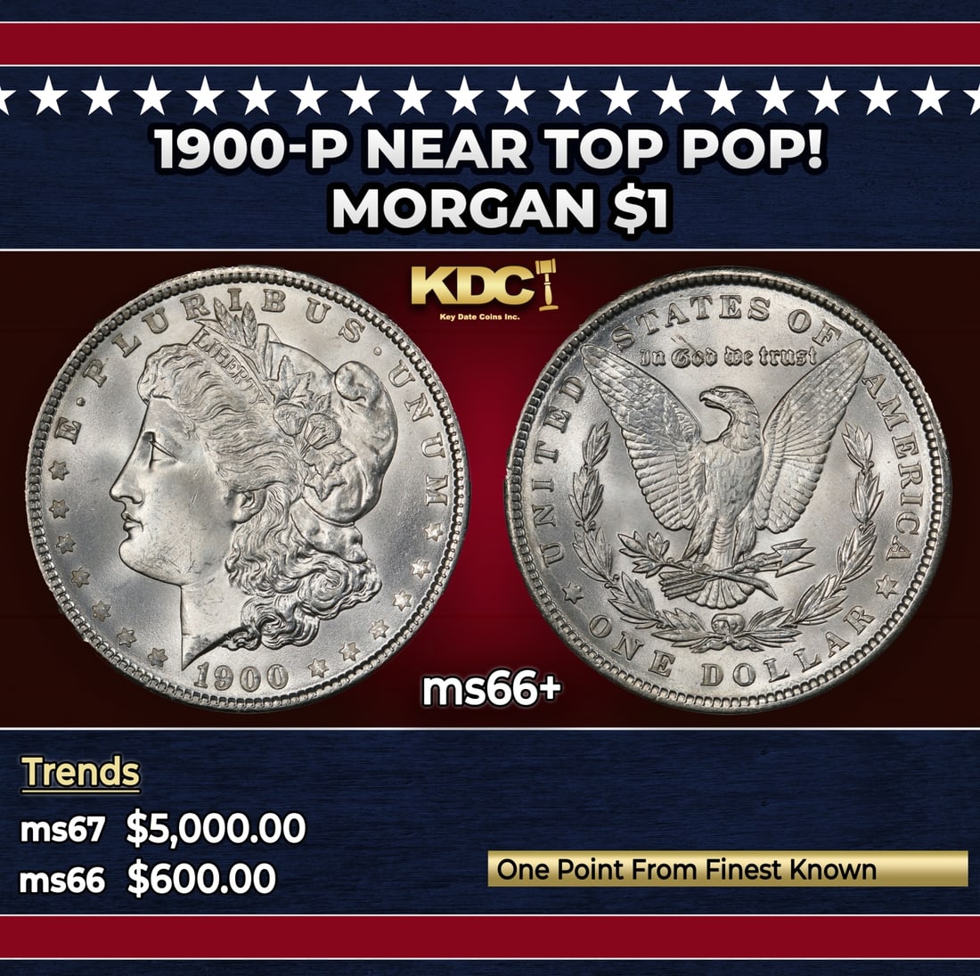 1900-p Morgan Dollar Near Top Pop! $1 ms66+ SEGS: 1900-p Near Top Pop! Morgan Dollar $1 ms66+ SEGS.