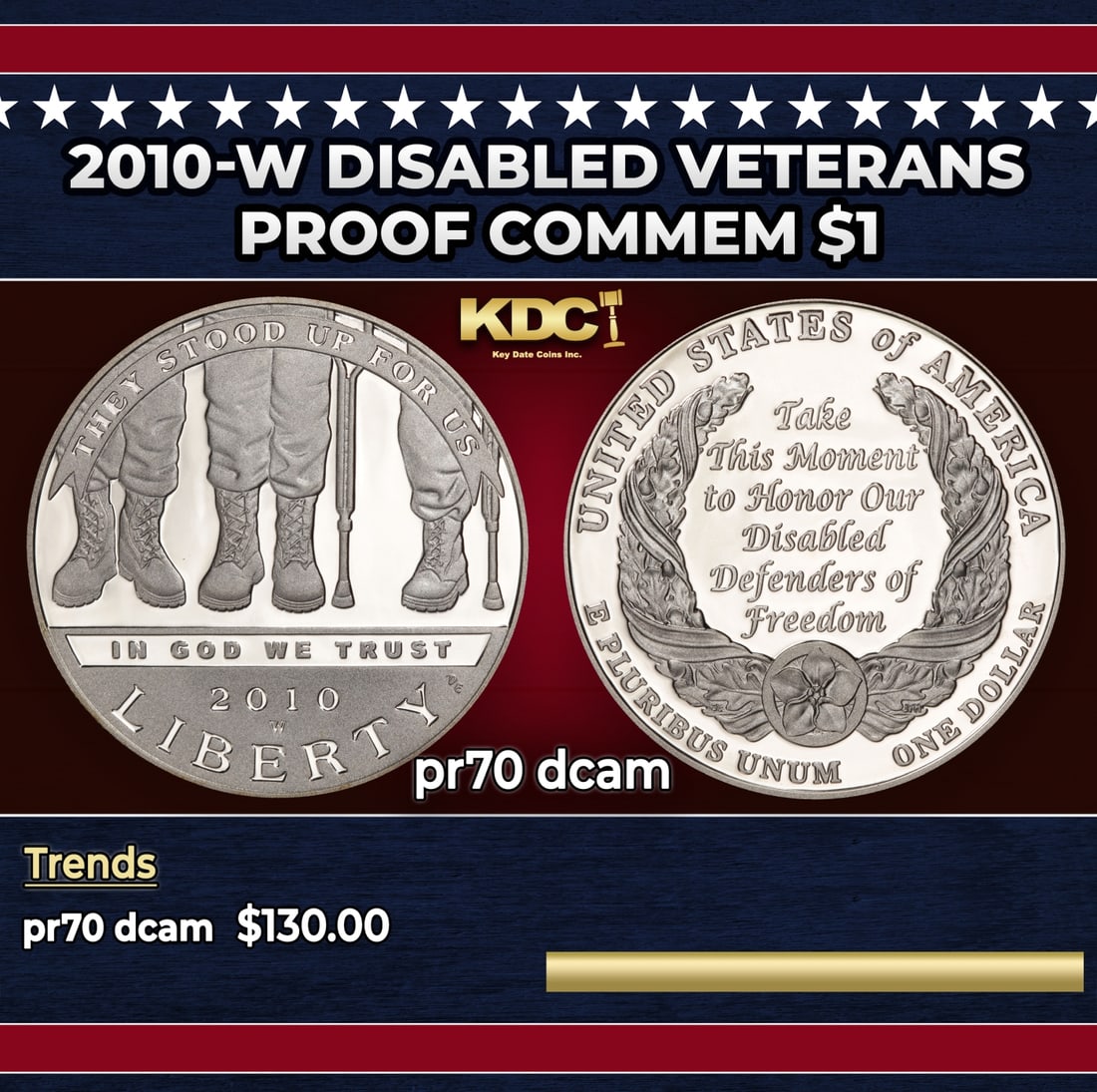 2010-W Disabled Veterans Proof Modern Commem Dollar $1 pr70 dcam SEGS (1 of 3)