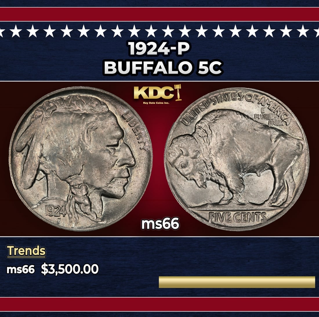 1924-p Buffalo Nickel 5c ms66 SEGS: 1924-p Buffalo Nickel 5c ms66 SEGS. Historic precious metal trends is causing increased spot pricing by the day. On auctions with set openings, we are doing our best to have items priced at their mark