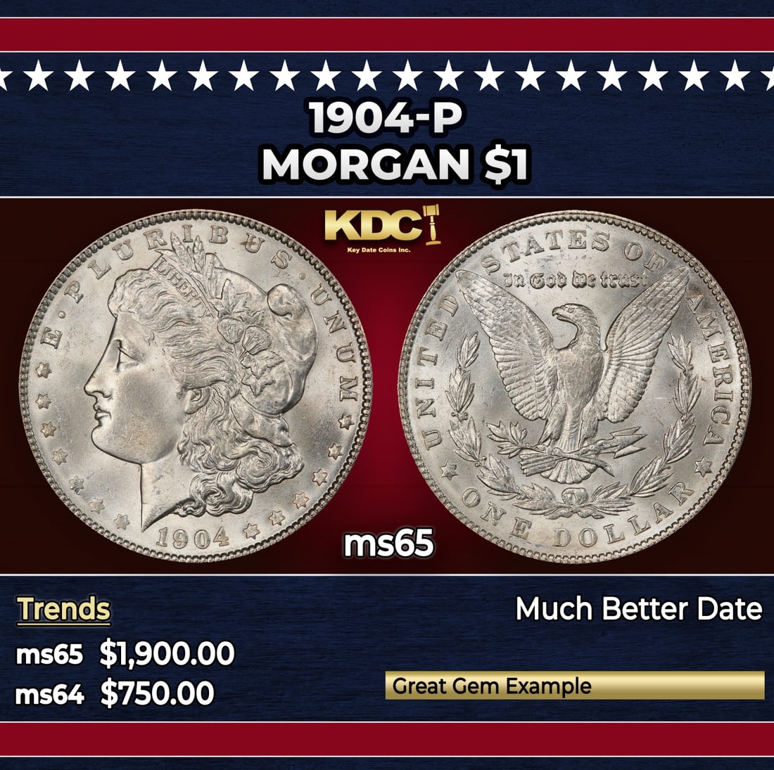 1904-p Morgan Dollar $1 ms65 SEGS: 1904-p Morgan Dollar $1 ms65 SEGS.