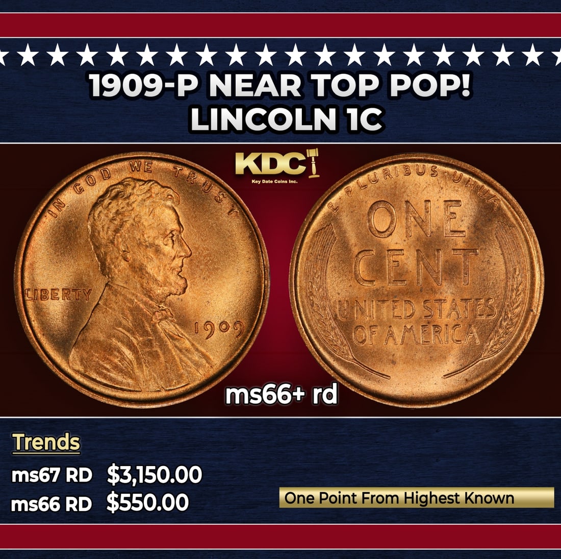 1909-p Lincoln Cent Near Top Pop! 1c ms66+ rd SEGS: 1909-p Near Top Pop! Lincoln Cent 1c ms66+ rd SEGS. Historic precious metal trends is causing increased spot pricing by the day. On auctions with set openings, we are doing our best to have items pric