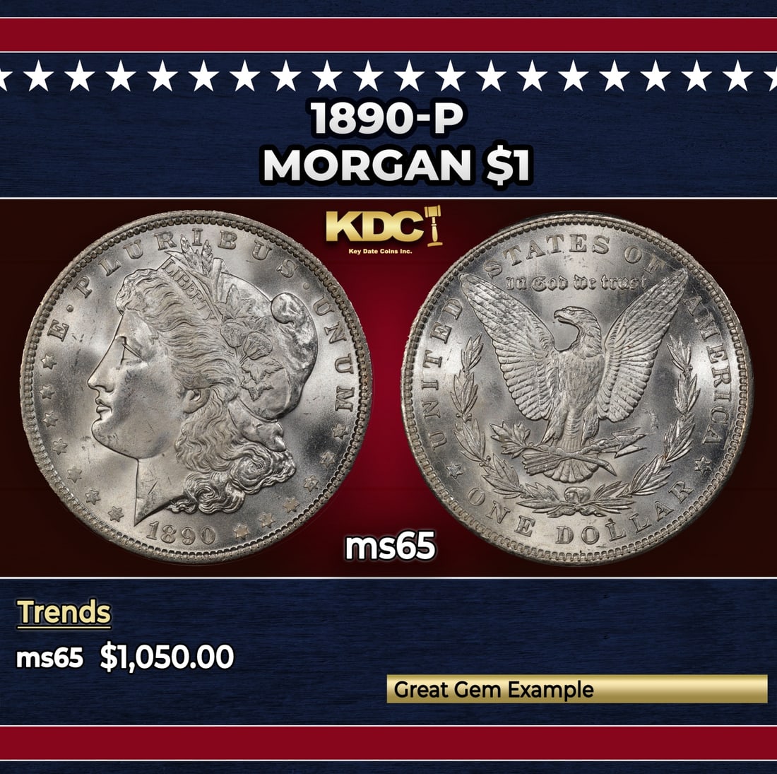 1890-p Morgan Dollar $1 ms65 SEGS: 1890-p Morgan Dollar $1 ms65 SEGS.
