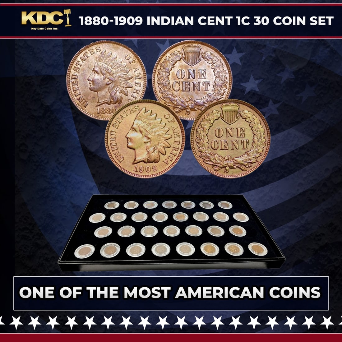1880-1909 Indian Cent 1c 30 Coin Collectors Set: 1880-1909 Indian Cent 1c 30 Coin Collectors Set . Enjoy thisSet of 30 consecutively dated Indian Head cents last issued over a century ago! You'll get one Indian Head cent from each year spanning 1880