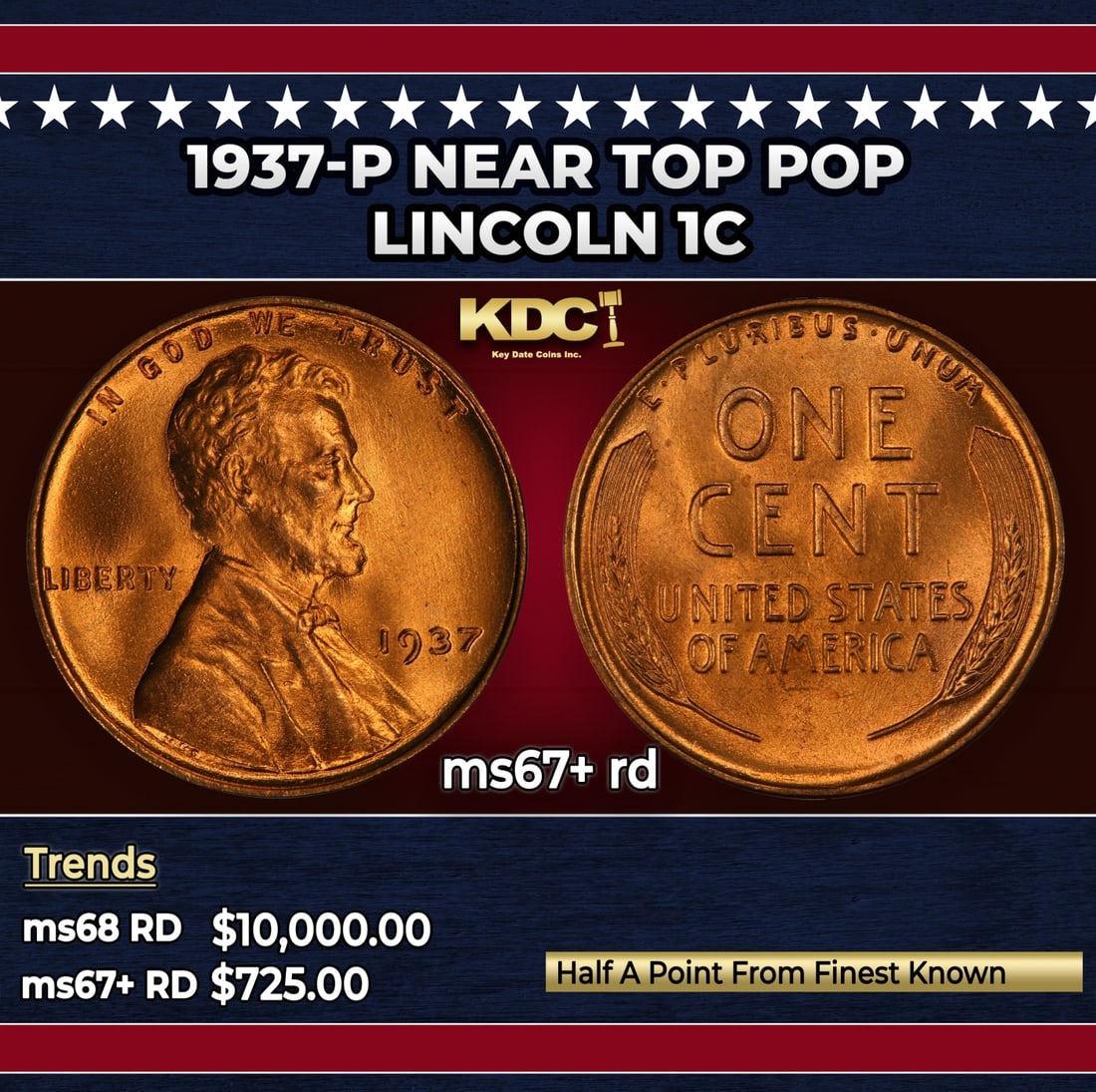 1937-p Lincoln Cent Near Top Pop 1c ms67+ rd SEGS: 1937-p Near Top Pop Lincoln Cent 1c ms67+ rd SEGS. Historic precious metal trends is causing increased spot pricing by the day. On auctions with set openings, we are doing our best to have items price