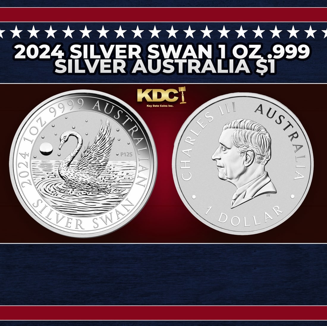 2024 Silver Swan 1 oz .999 Silver Australia $1 Round: 2024 Silver Swan 1 oz .999 Silver Australia $1. New from The Perth Mint is the eighth release in the iconic Swan series. The 2024 Silver Swan has a limited mintage of 25,000 coins made of .9999 fine s
