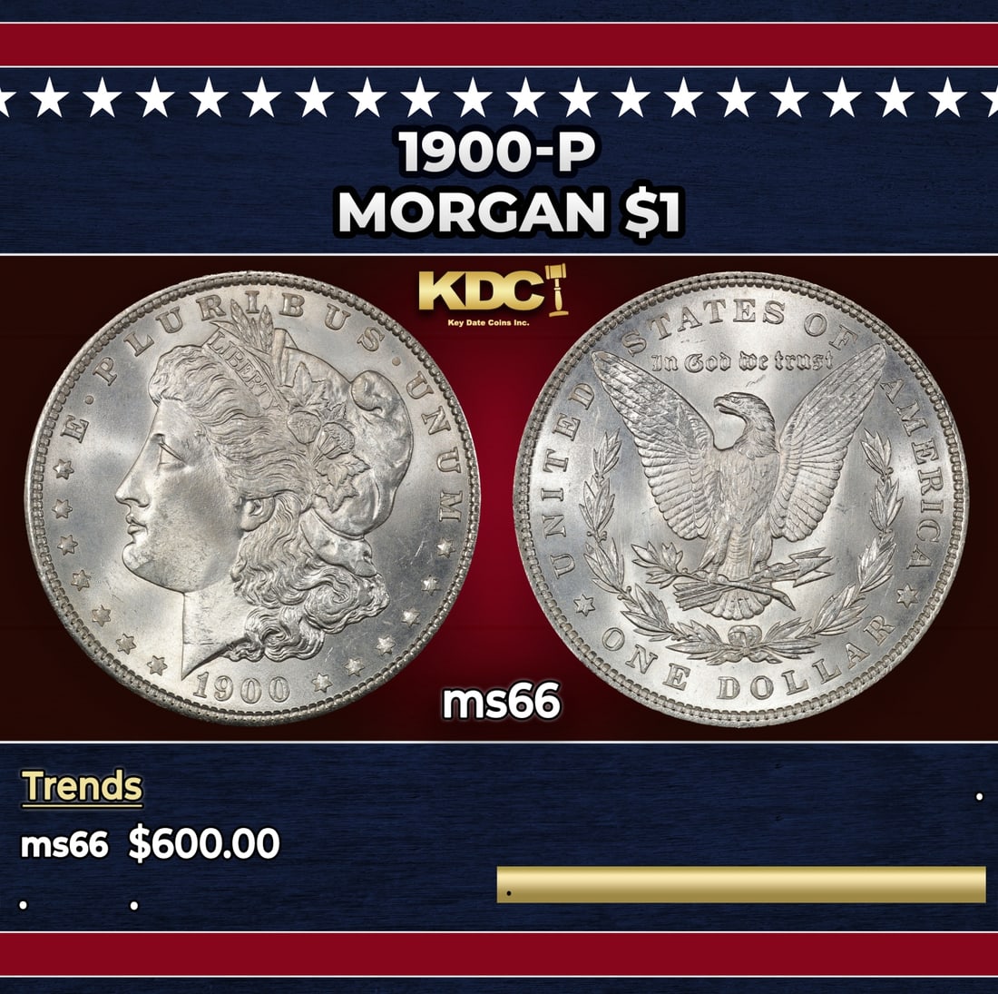 1900-p Morgan Dollar $1 Grades ms66 (1 of 3)