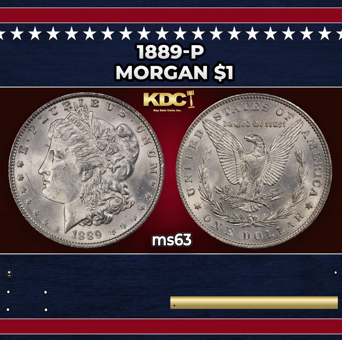 1889-p Morgan Dollar $1 Grades ms63 (1 of 3)