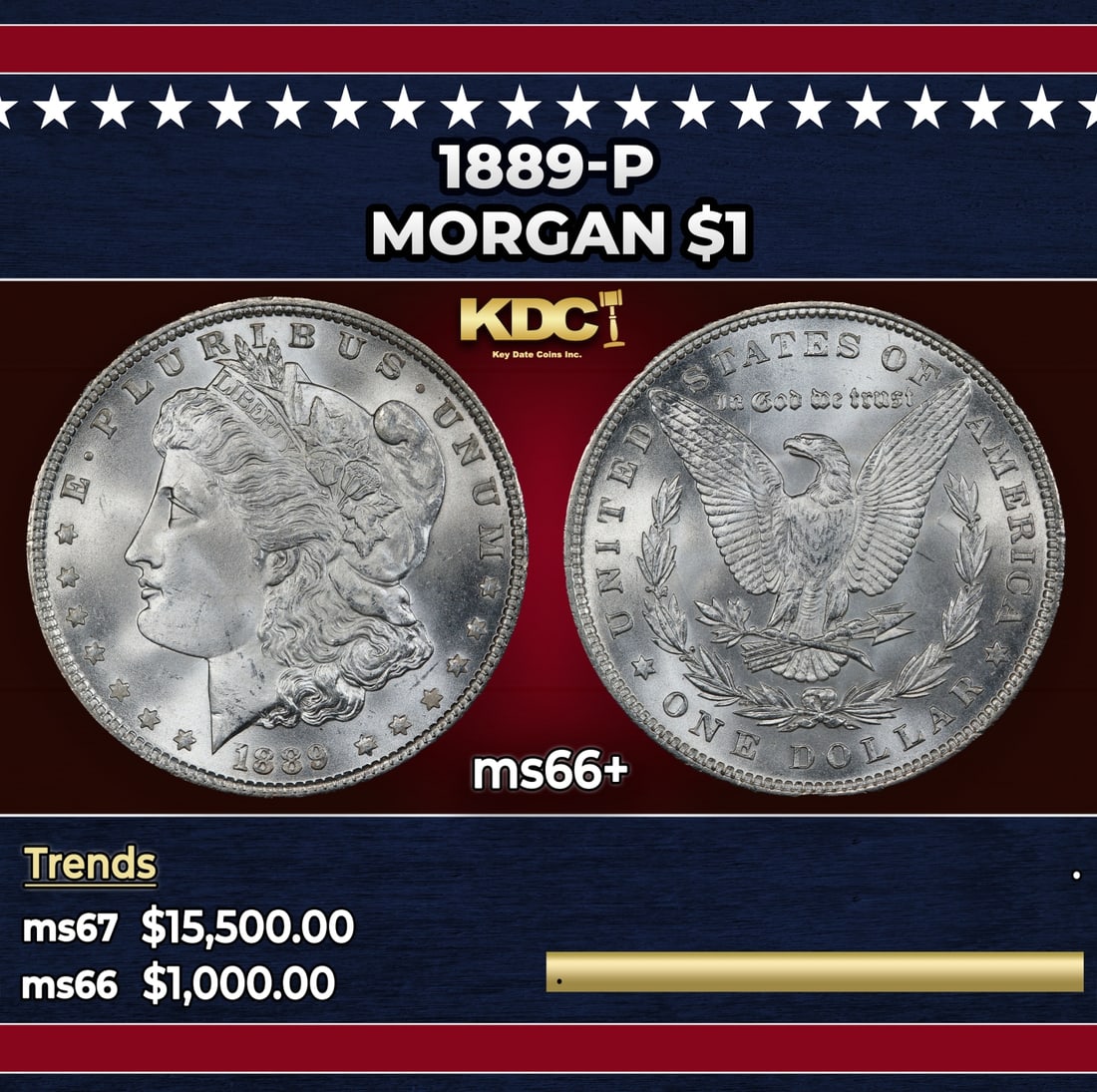 1889-p Morgan Dollar $1 ms66+ SEGS: 1889-p Morgan Dollar $1 ms66+ SEGS.