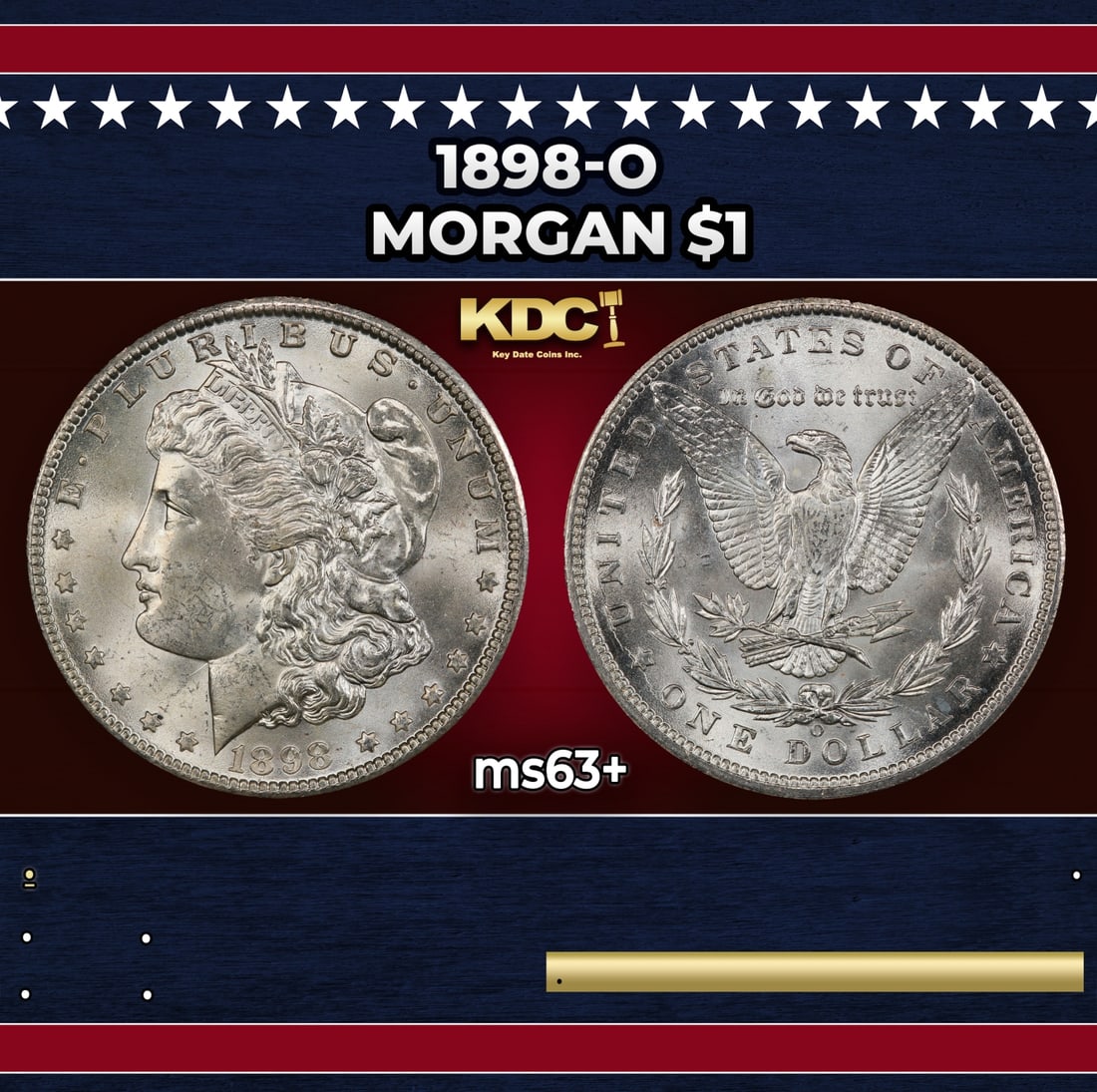 1898-o Morgan Dollar $1 Grades ms63+ (1 of 3)