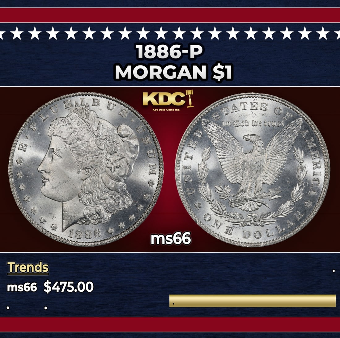 1886-p Morgan Dollar $1 Grades ms66 (1 of 3)