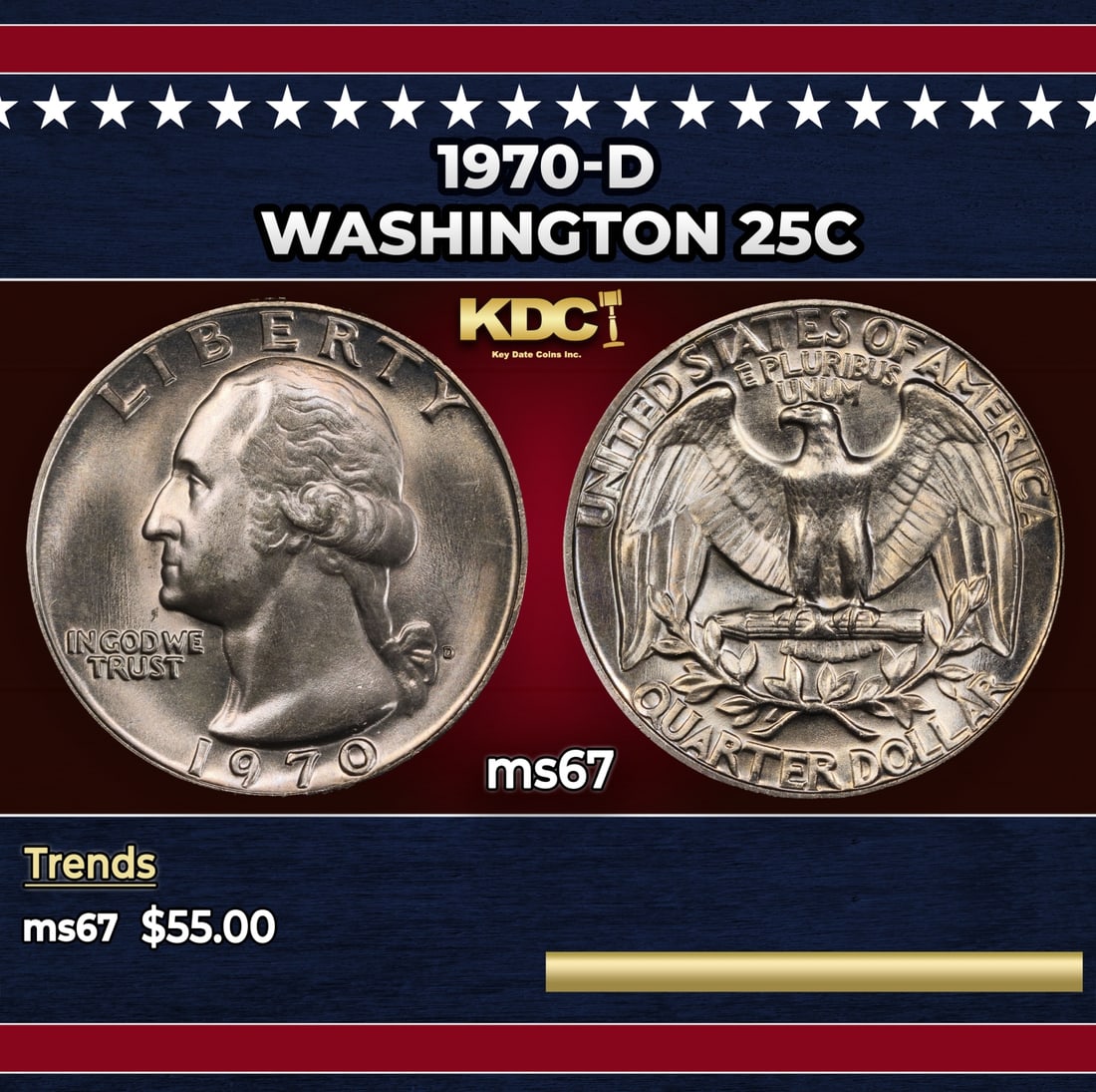 1970-d Washington Quarter 25c ms67 SEGS: 1970-d Washington Quarter 25c ms67 SEGS. Historic precious metal trends is causing increased spot pricing by the day. On auctions with set openings, we are doing our best to have items priced at their