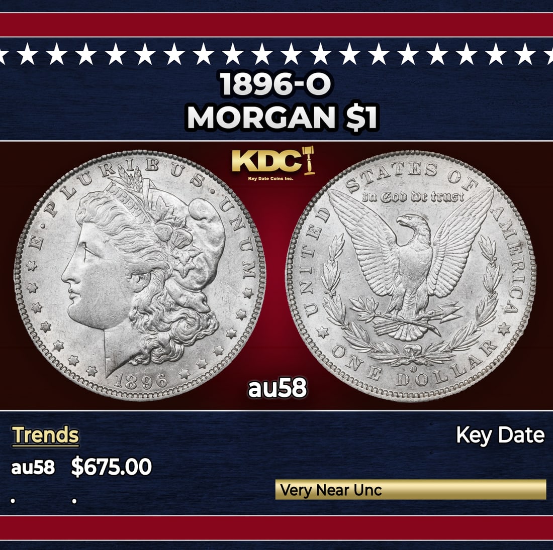 1896-o Morgan Dollar $1 Grades au58: 1896-o Morgan Dollar $1 Grades au58.