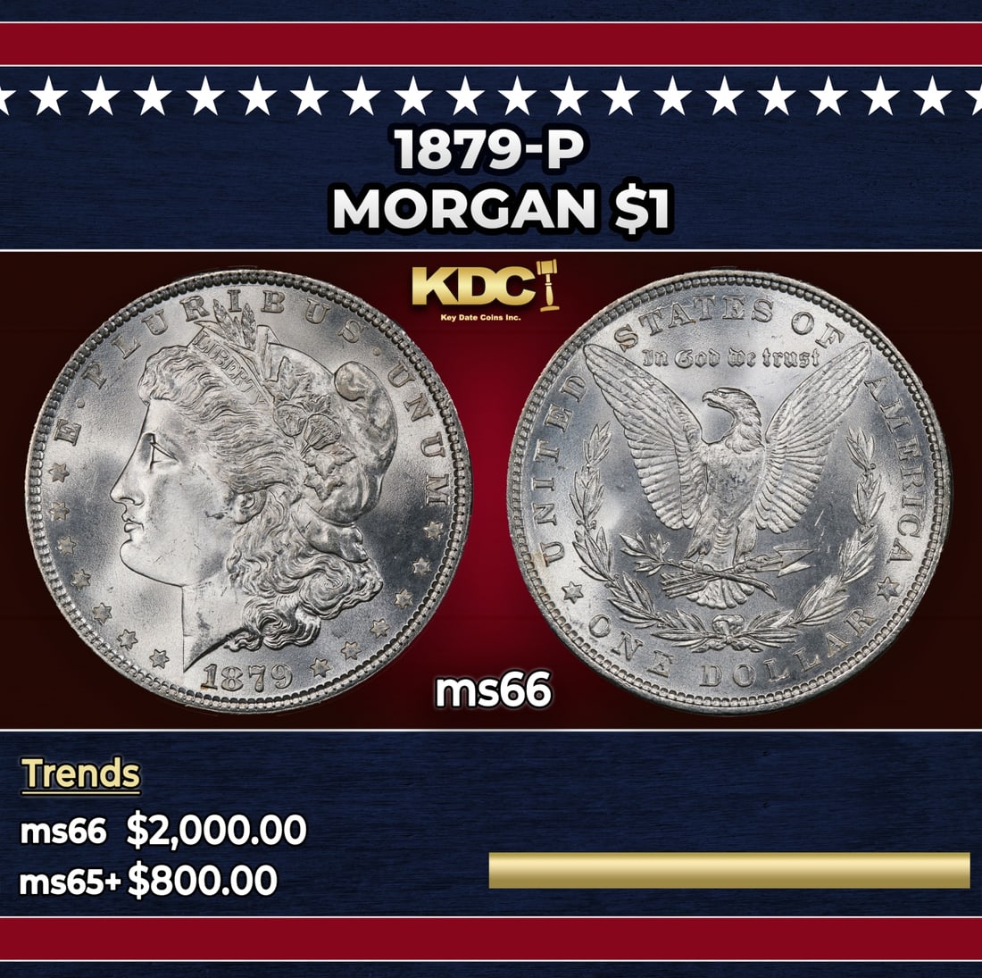 1879-p Morgan Dollar $1 ms66 SEGS: 1879-p Morgan Dollar $1 ms66 SEGS.