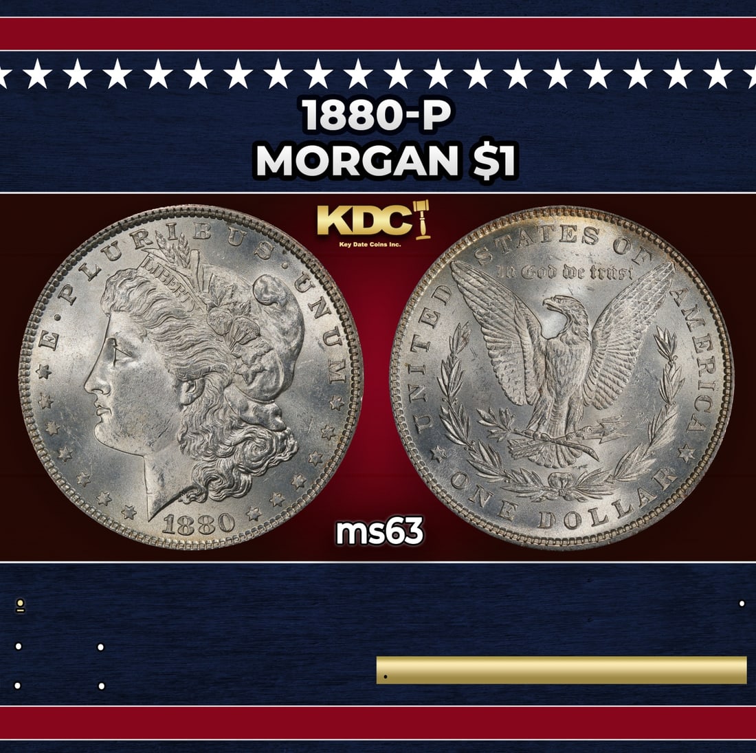 1880-p Morgan Dollar $1 Grades ms63 (1 of 3)