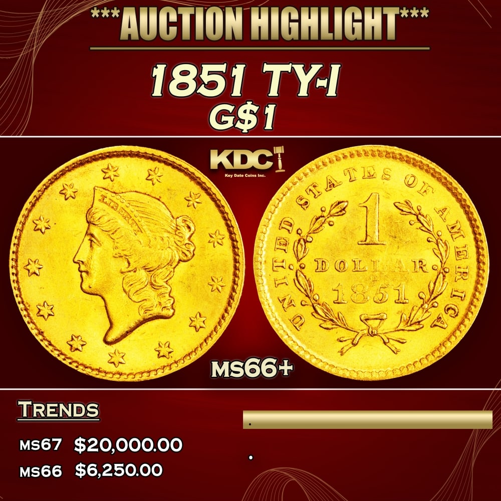 1851 Gold Dollar TY-I $1 ms66+ SEGS (1 of 3)