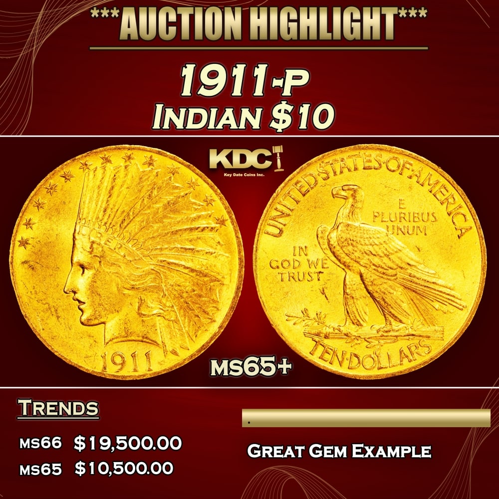 1911-p Gold Indian Eagle $10 ms65+ SEGS: 1911-p Gold Indian Eagle $10 ms65+ SEGS. 0
