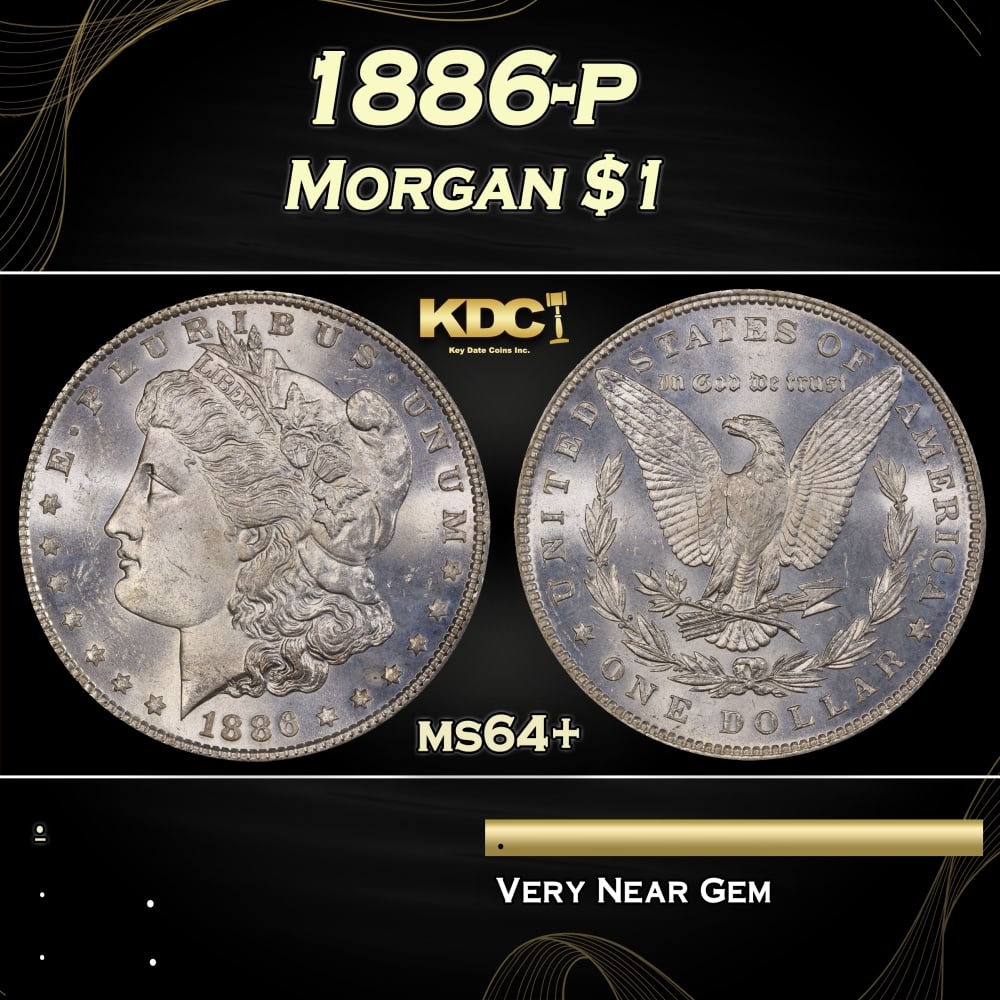 1886-p Morgan Dollar $1 Grades ms64+ (1 of 3)