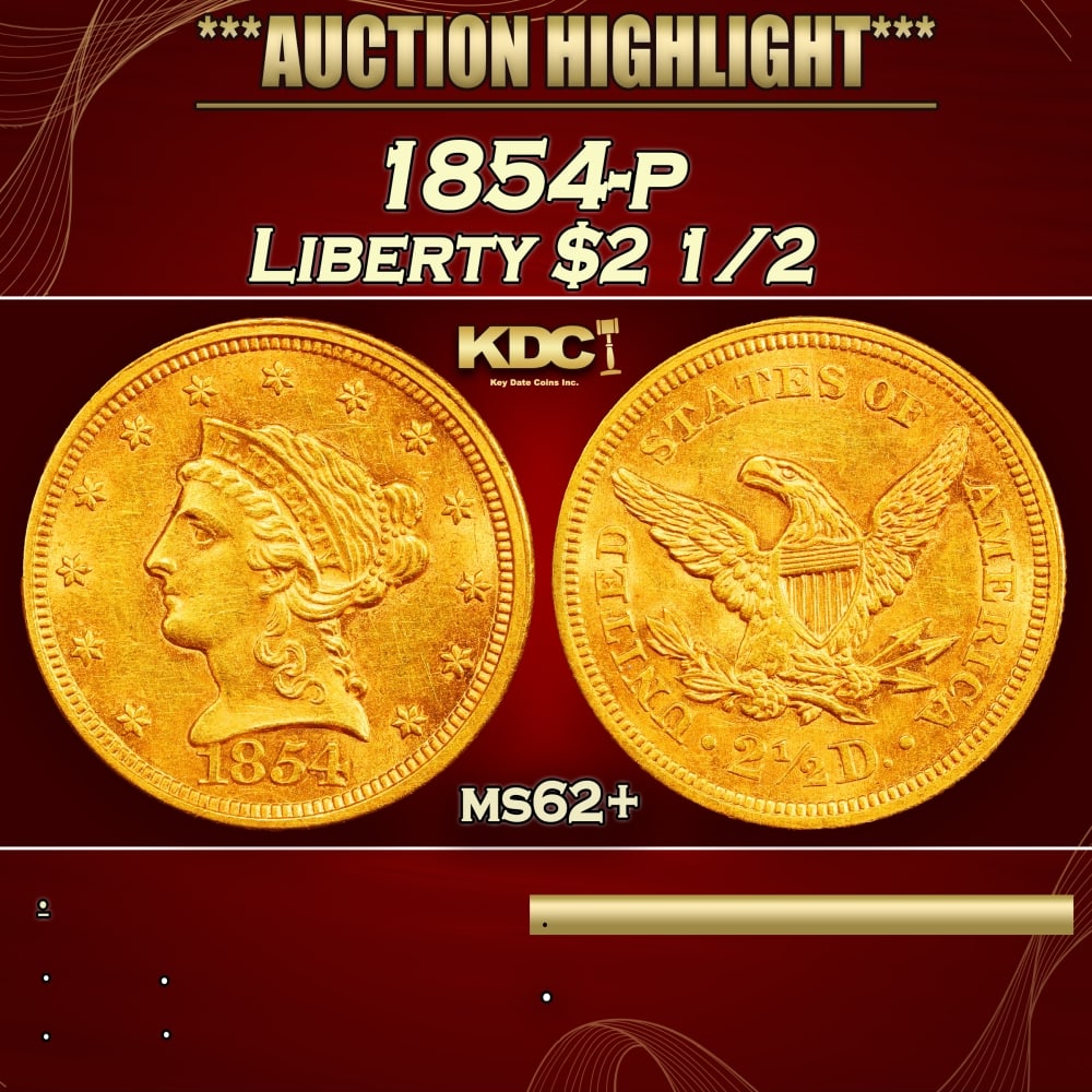 1854-p Gold Liberty Quarter Eagle $2 1/2 ms62+ USCG: 1854-p Gold Liberty Quarter Eagle $2 1/2 ms62+ USCG. 0