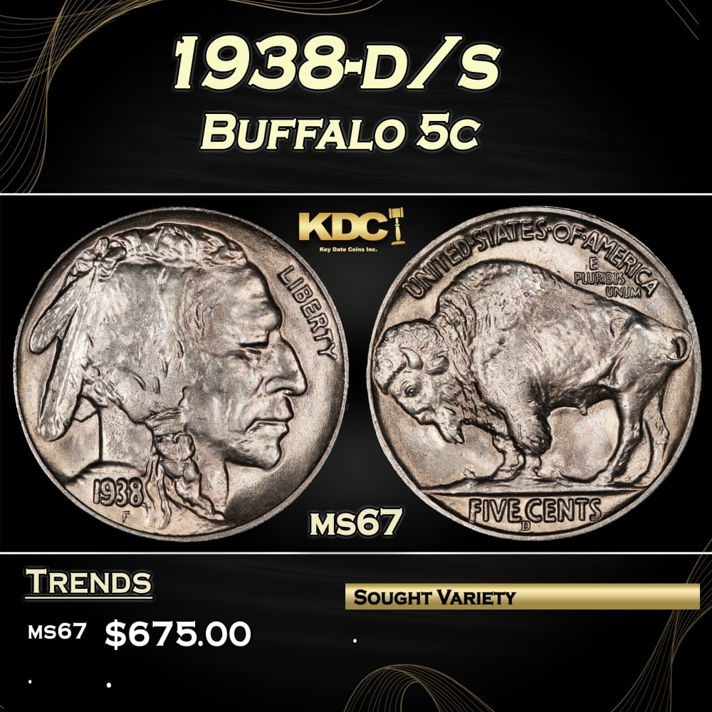 1938-d/s Buffalo Nickel 5c ms67 SEGS (1 of 3)