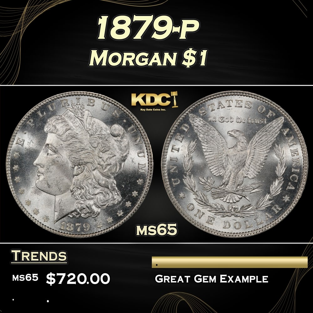 1879-p Morgan Dollar $1 Grades ms65 (1 of 3)