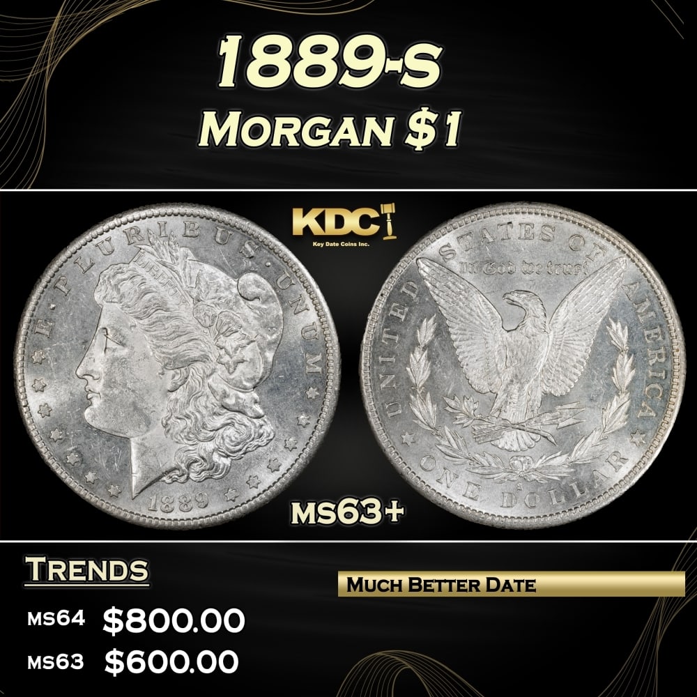 1889-s Morgan Dollar $1 Grades ms63+ (1 of 3)