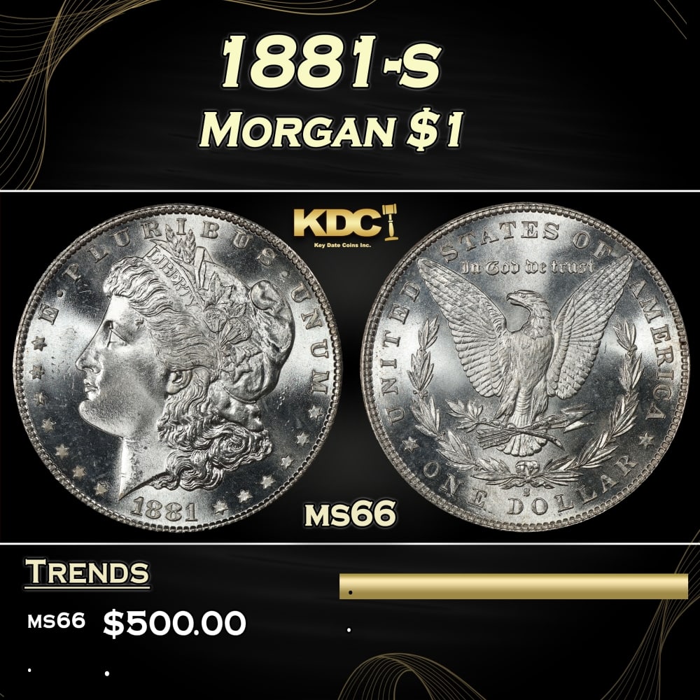 1881-s Morgan Dollar $1 Grades ms66: 1881-s Morgan Dollar $1 Grades ms66. 0