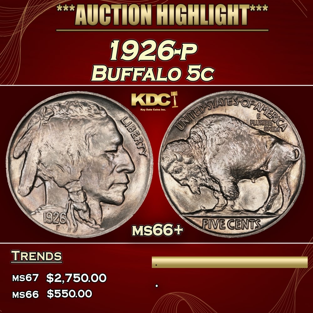 1926-p Buffalo Nickel 5c ms66+ SEGS (1 of 3)