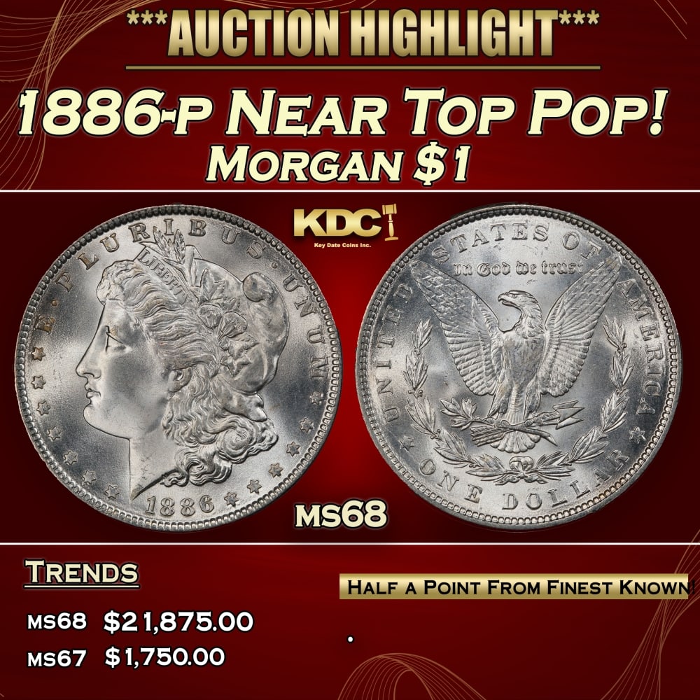 1886-p Morgan Dollar Near Top Pop! $1 ms68 SEGS: 1886-p Near Top Pop! Morgan Dollar $1 ms68 SEGS. 0