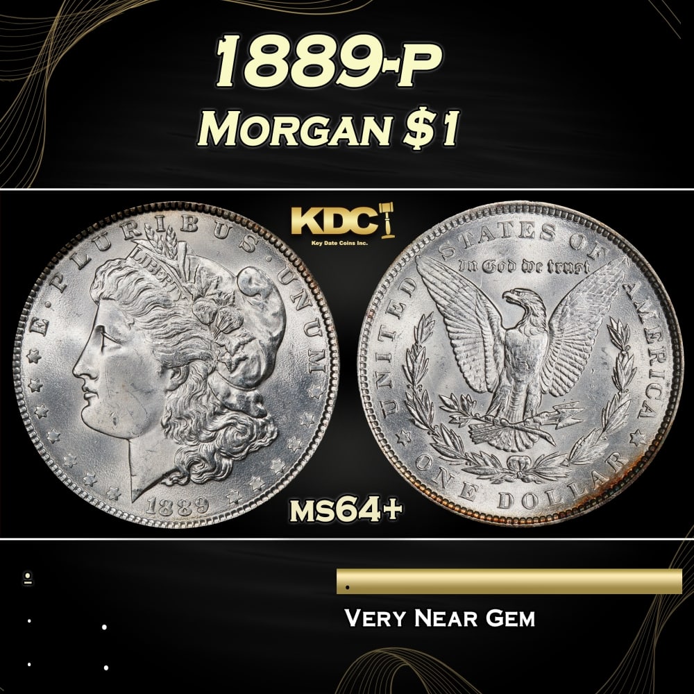 1889-p Morgan Dollar $1 Grades ms64+ (1 of 3)
