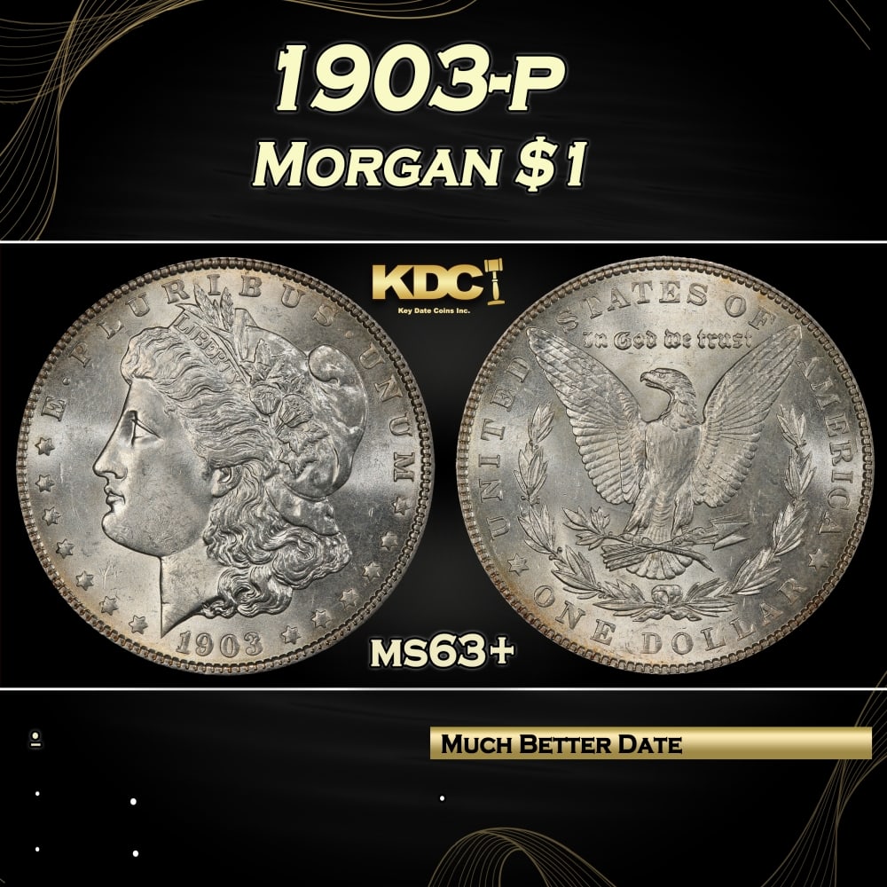 1903-p Morgan Dollar $1 Grades ms63+ (1 of 3)