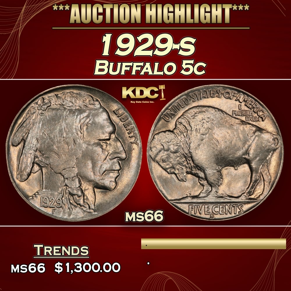 1929-s Buffalo Nickel 5c ms66 SEGS: 1929-s Buffalo Nickel 5c ms66 SEGS.