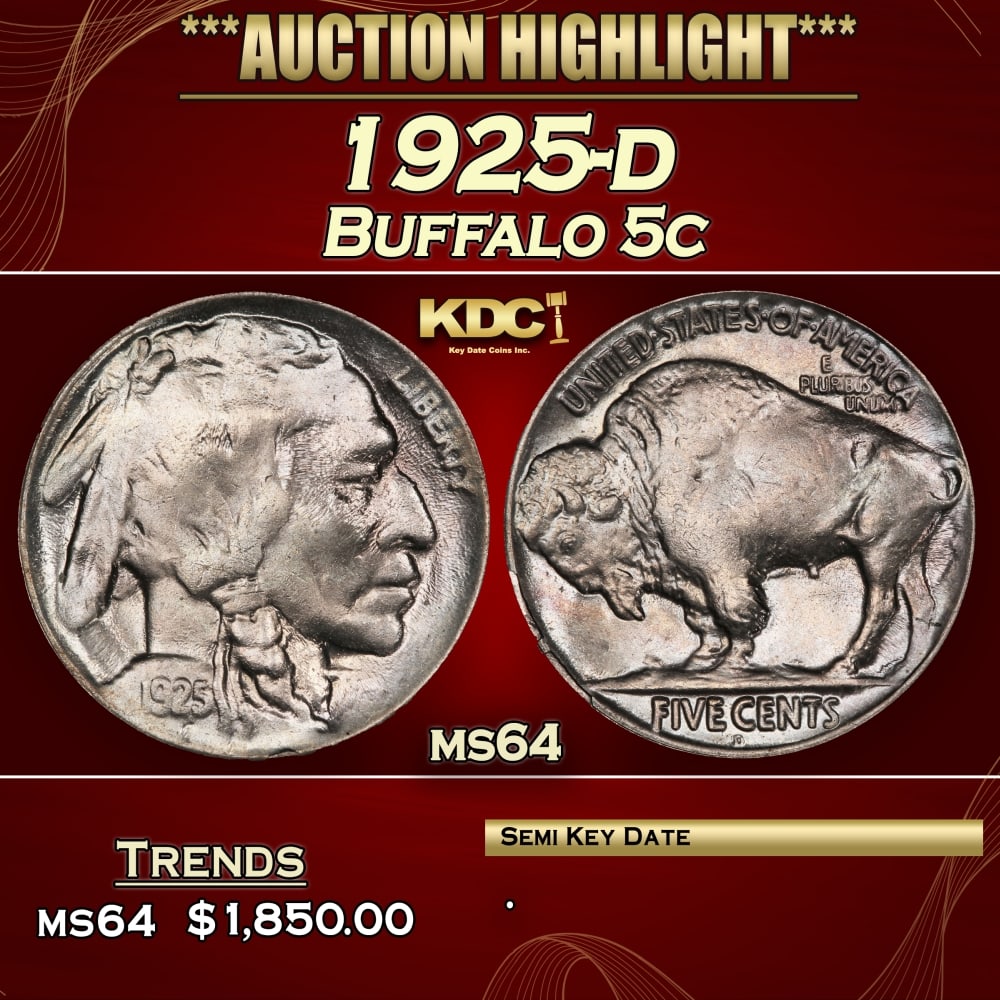 1925-d Buffalo Nickel 5c ms64 SEGS (1 of 3)
