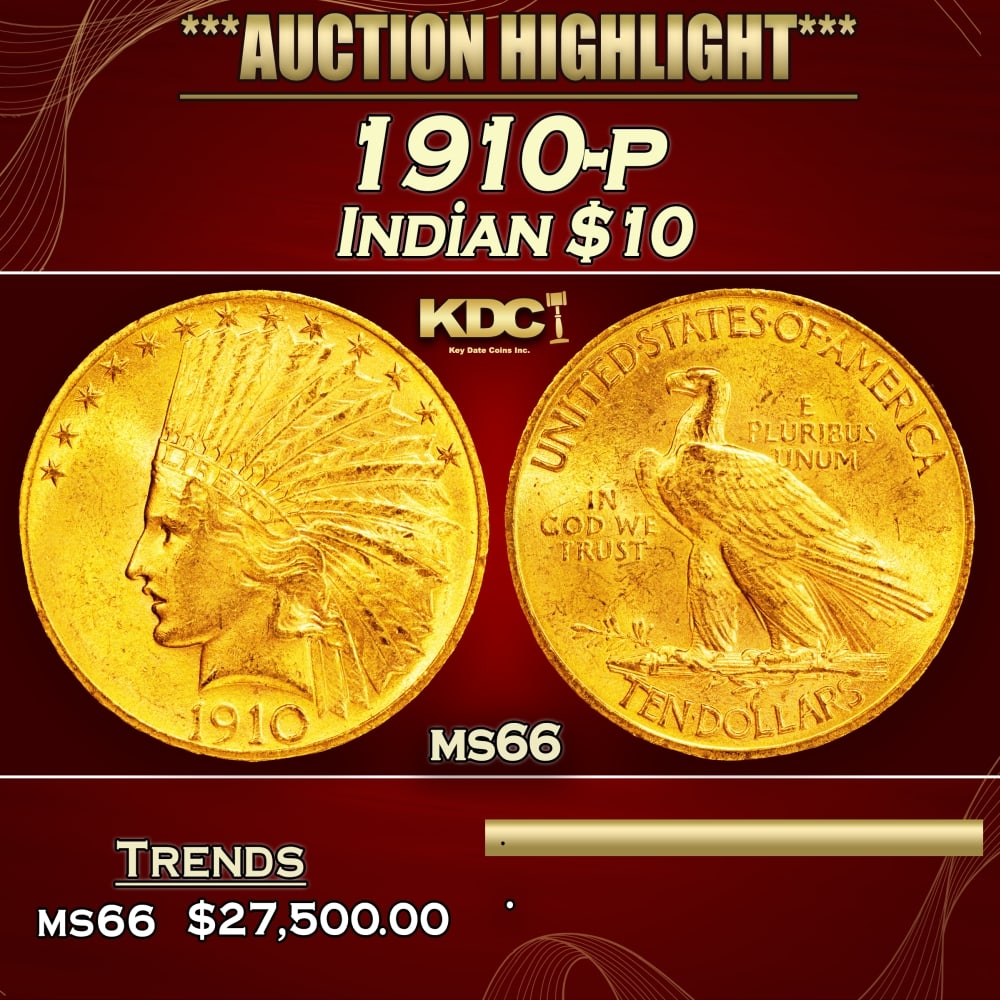 1910-p Gold Indian Eagle $10 ms66 SEGS (1 of 3)