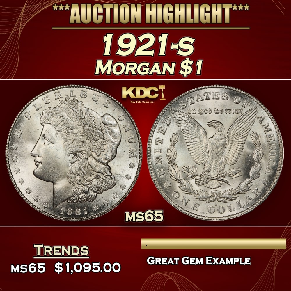 1921-s Morgan Dollar $1 Grades ms65 (1 of 3)