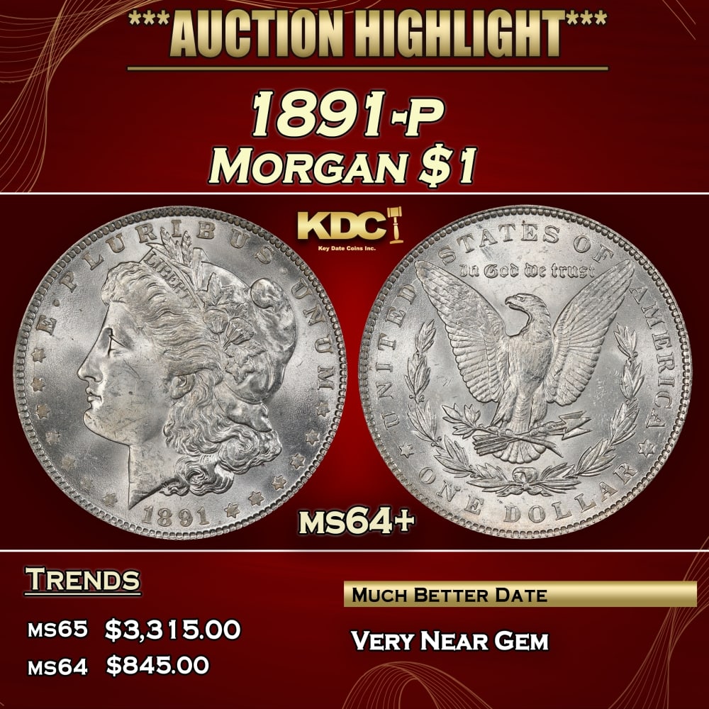1891-p Morgan Dollar $1 ms64+ SEGS: 1891-p Morgan Dollar $1 ms64+ SEGS. 0