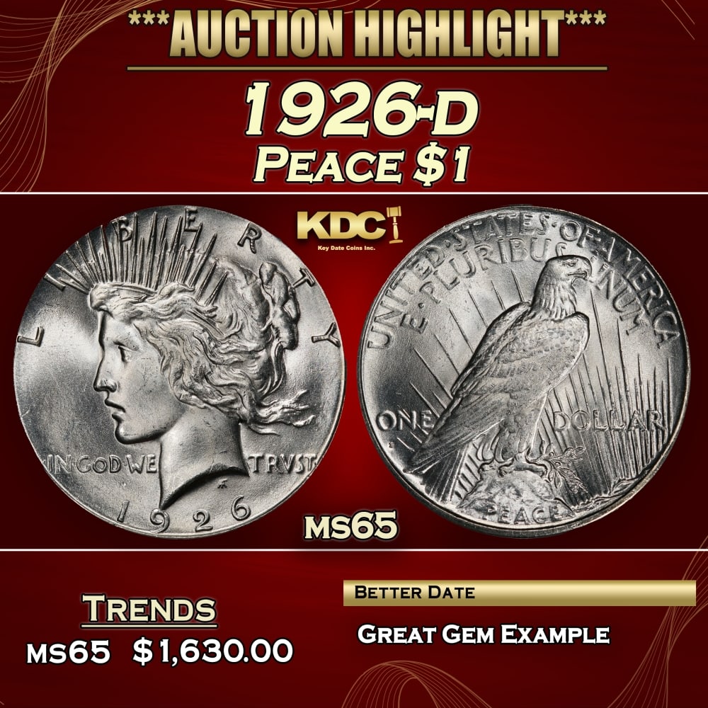 1926-d Peace Dollar $1 ms65 SEGS: 1926-d Peace Dollar $1 ms65 SEGS. 0