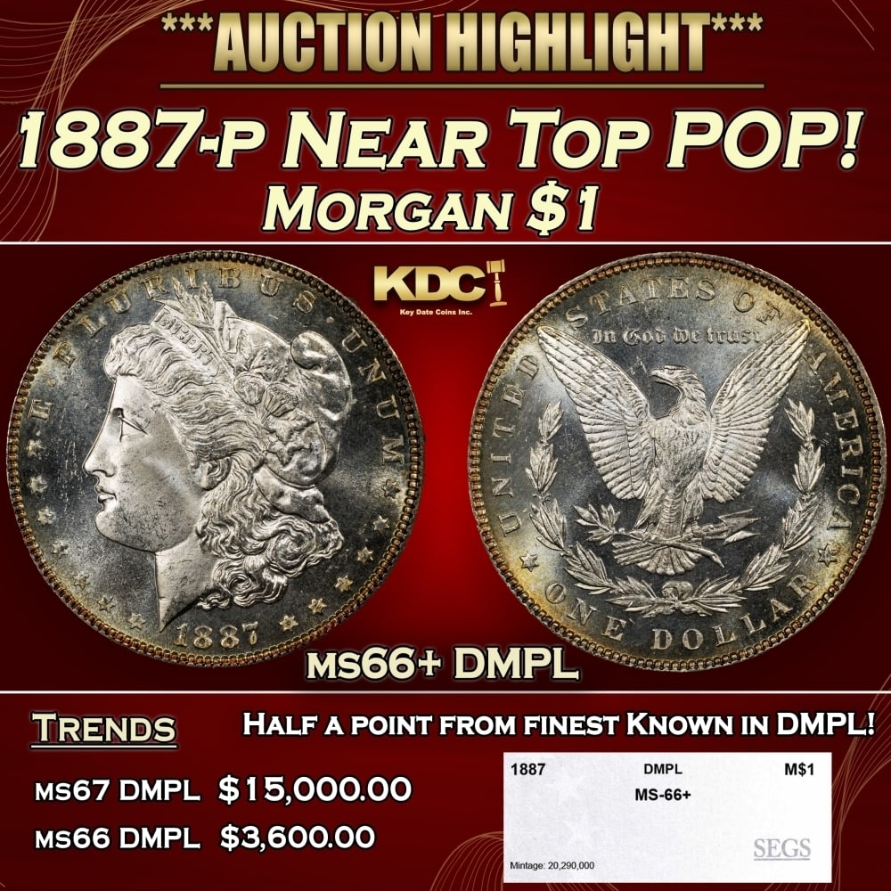 1887-p Morgan Dollar Near Top POP! $1 ms66+ DMPL SEGS: 1887-p Near Top POP! Morgan Dollar $1 ms66+ DMPL SEGS. 0