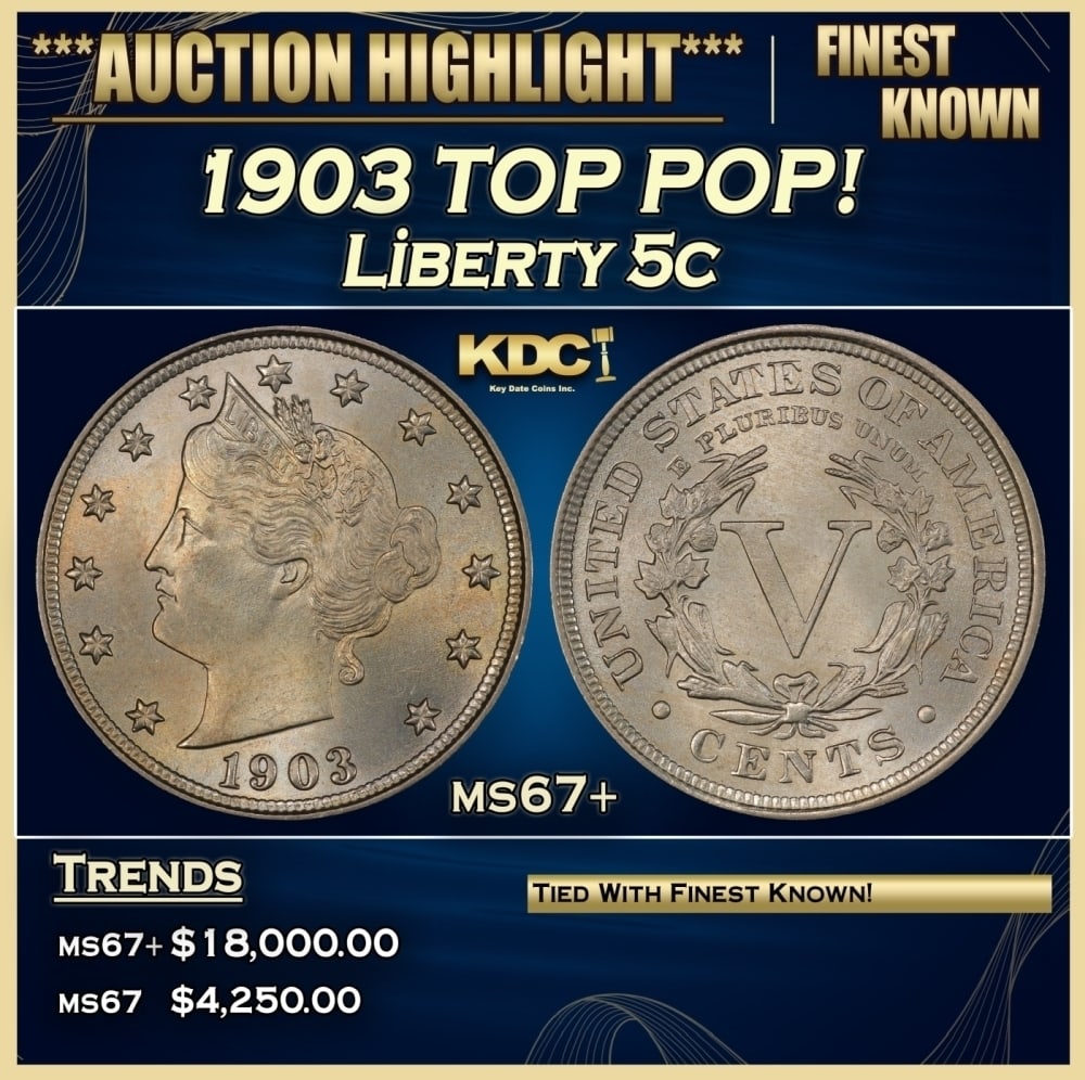 1903 Liberty Nickel TOP POP! 5c ms67+ SEGS: 1903 TOP POP! Liberty Nickel 5c ms67+ SEGS. 0
