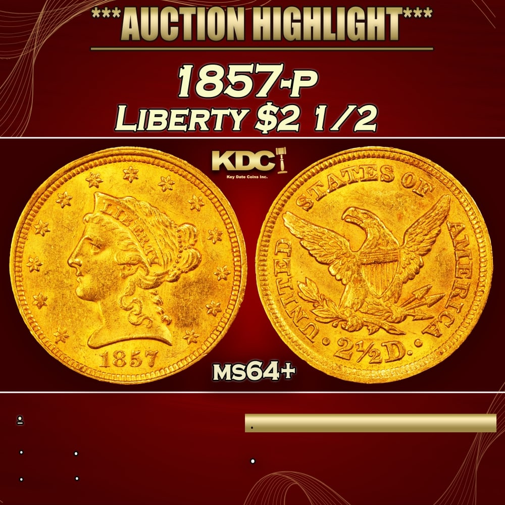 1857-p Gold Liberty Quarter Eagle $2 1/2 ms64+ SEGS (1 of 3)
