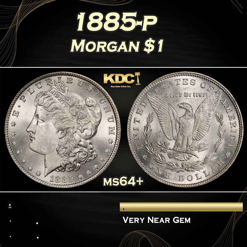 1885-p Morgan Dollar $1 Grades ms64+ (1 of 3)