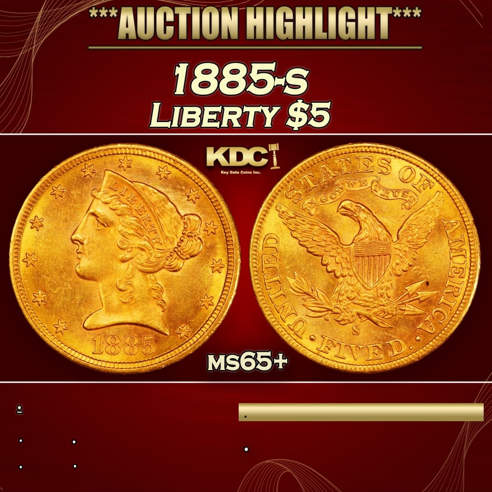 1885-s Gold Liberty Half Eagle $5 ms65+ SEGS: 1885-s Gold Liberty Half Eagle $5 ms65+ SEGS. 0